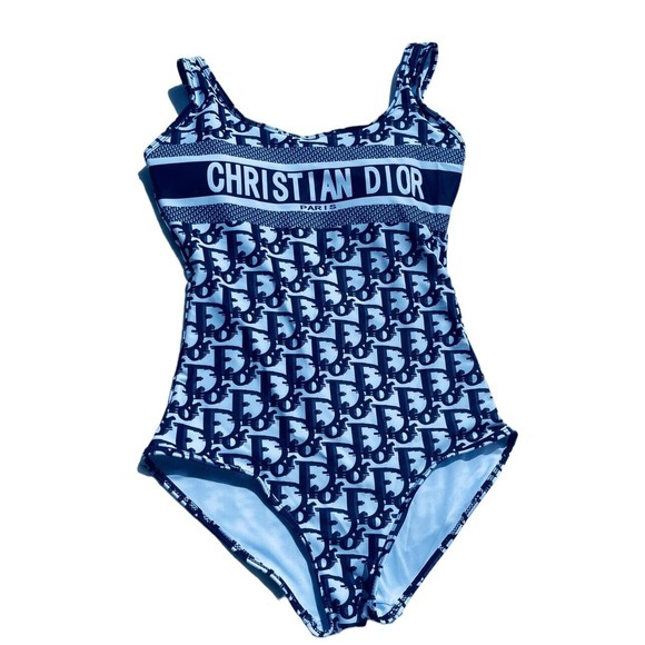 Christian Dior Navy White One Piece Swimsuit XLarge Logo New With Tags Classic - Picture 15 of 15